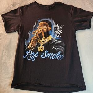 Pop Smoke Black Tshirt With Graphics Size Medium
